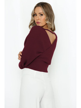 ZAFUL Pull court tricoté à col en V pour femme